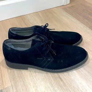 Geox Respira Bayle Blue Suede Derby Men’s Dress lace up Shoes 11 Italian Patent